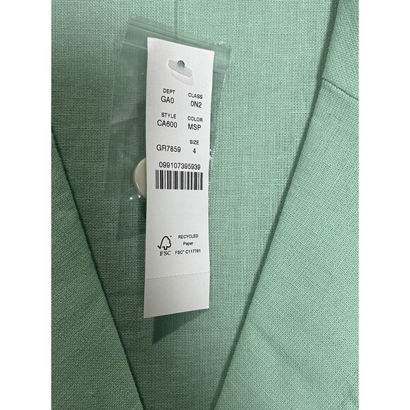 J Crew Camp Collar Shirt Women's 4 Green Linen Blend Button Up Beach Resort - Picture 4 of 7